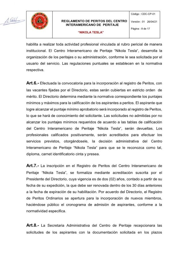 ResoluciÓn N° 001 2021 Cip Cdcallao Reglamento De Peritos Consejo Departamental Del Callao 8147